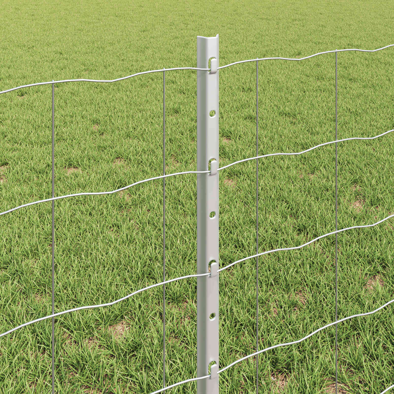 vidaXL Euro Fence with Post 25 x 0.6 m Galvanised Steel Silver Mesh 4