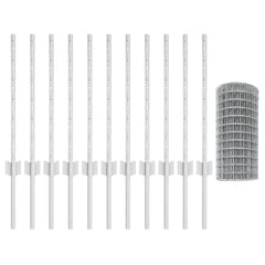 vidaXL Euro Fence with Post 25 x 0.6 m Galvanised Steel Silver Mesh 5