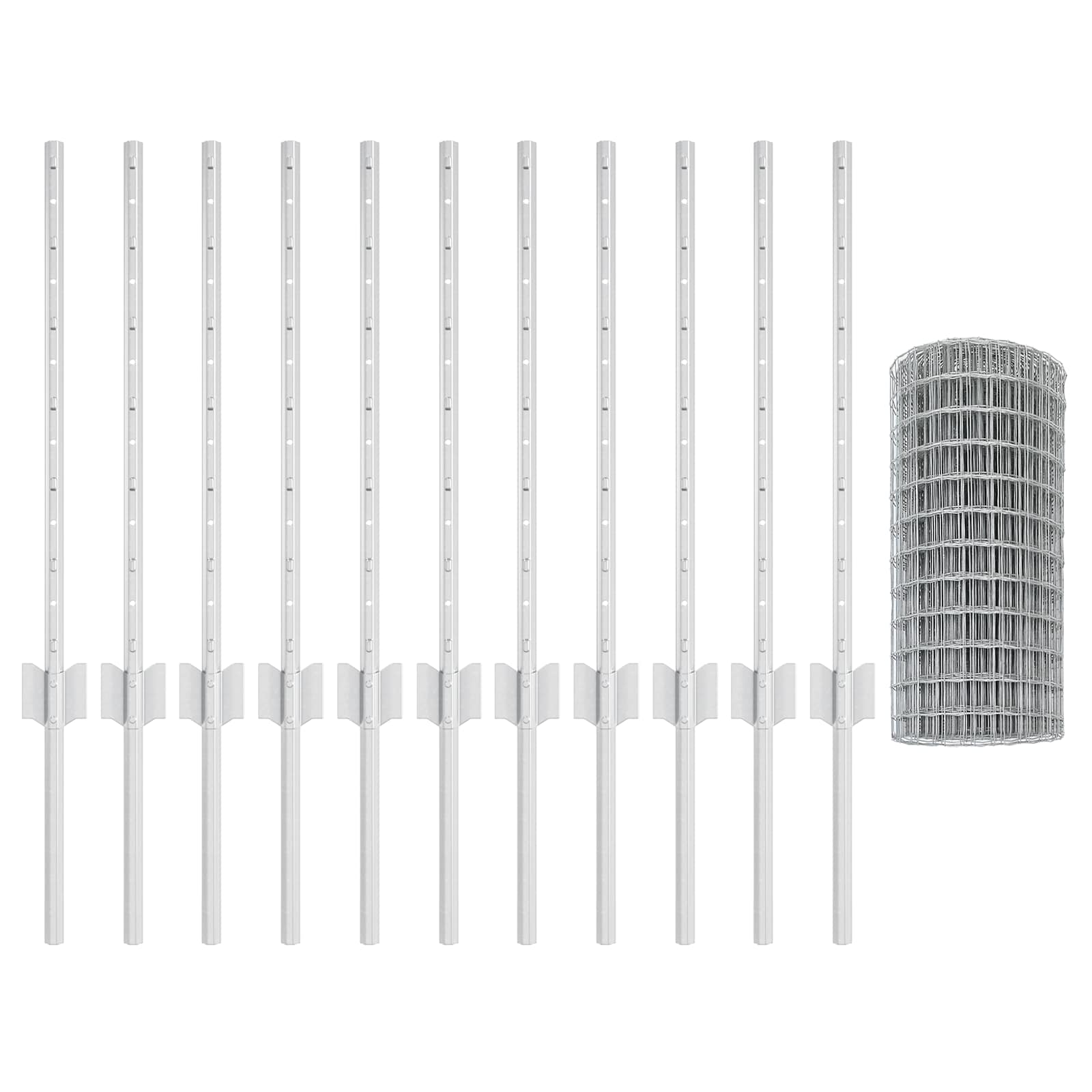 vidaXL Euro Fence with Post 25 x 0.6 m Galvanised Steel Silver Mesh 5