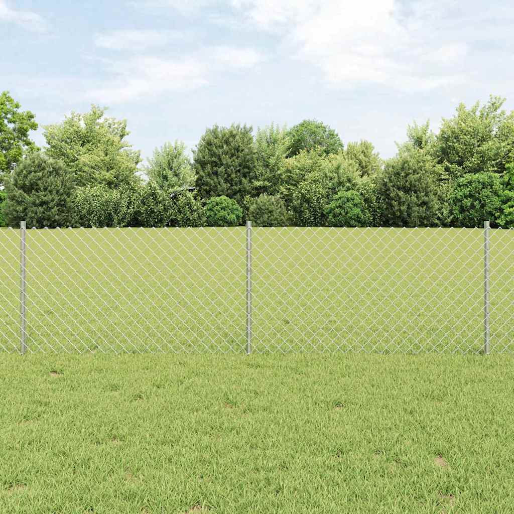 Chainlink Fence with Post 10 x 0.6 m Silver Galvanised steel 10 x 0.6 m fence (4 x 4 cm mesh)