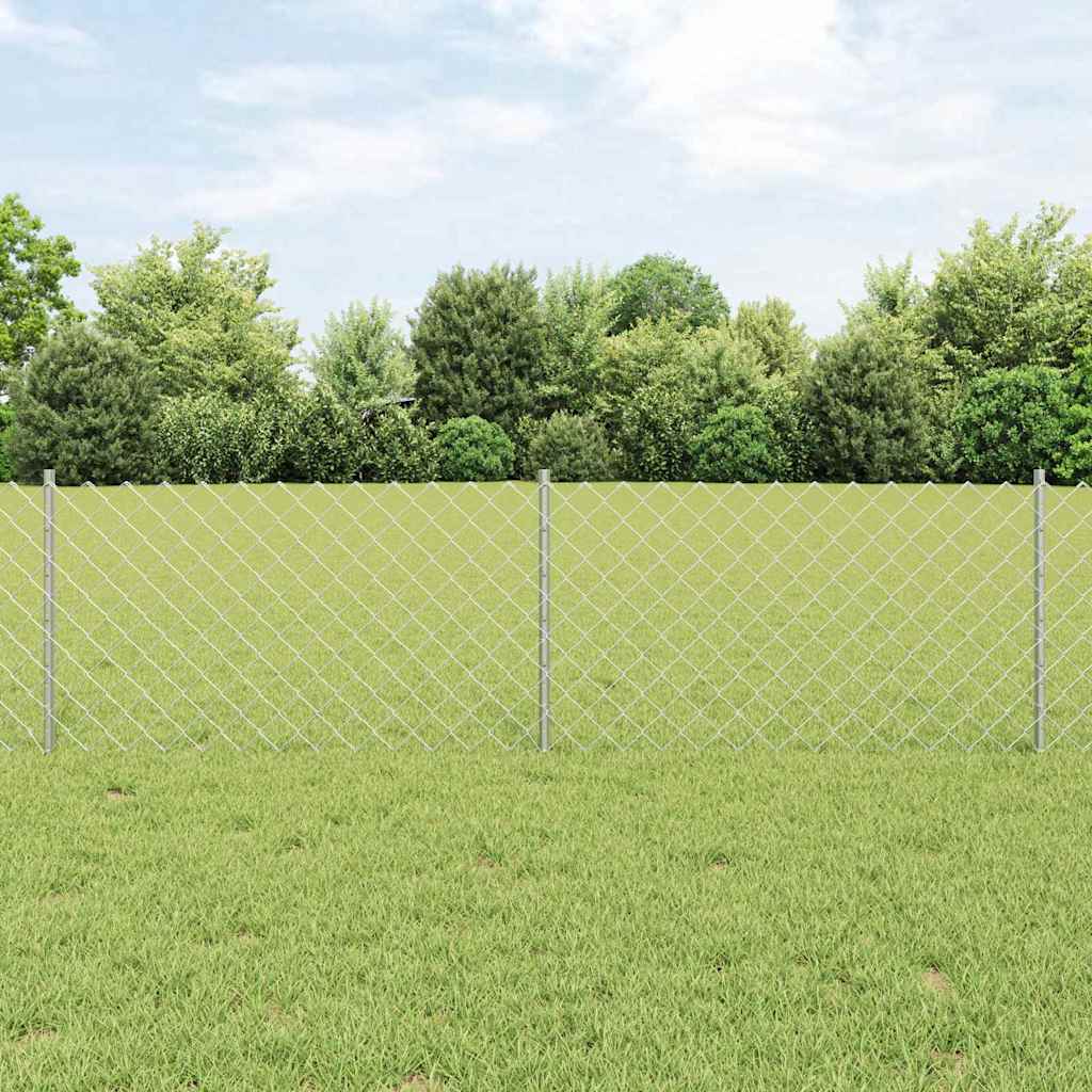 vidaXL Chainlink Fence with Post 10 x 0.6 m Galvanised Steel Silver 1