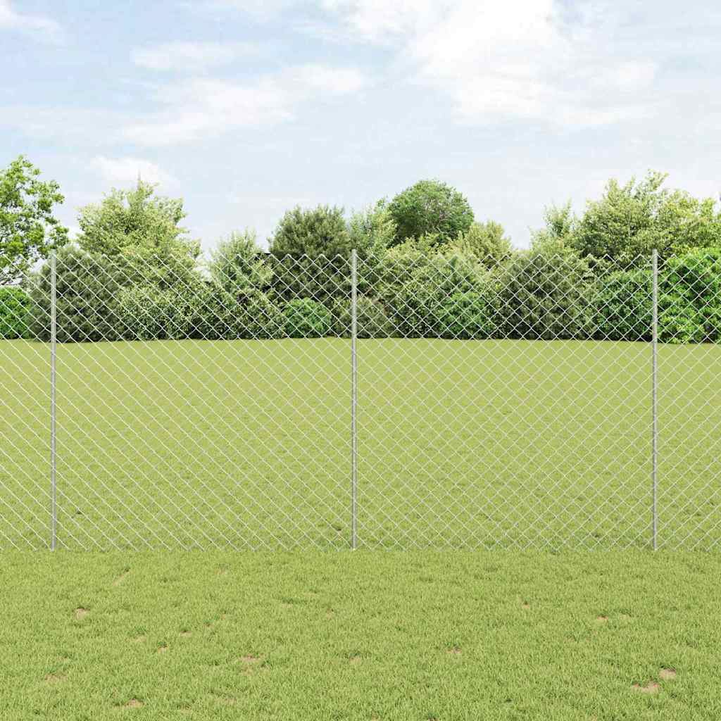 vidaXL Chainlink Fence with Post 10 x 0.6 m Silver Galvanised Steel