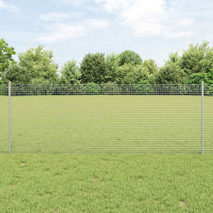 Welded Wire Fence with Posts Galvanised Steel Silver