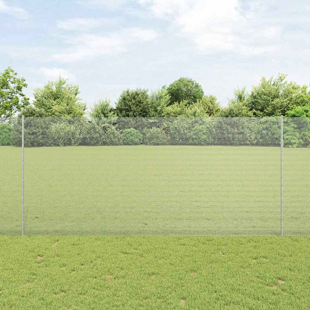 vidaXL Welded Wire Fence with Posts 10 x 1.4 m Galvanised Steel Silver 1