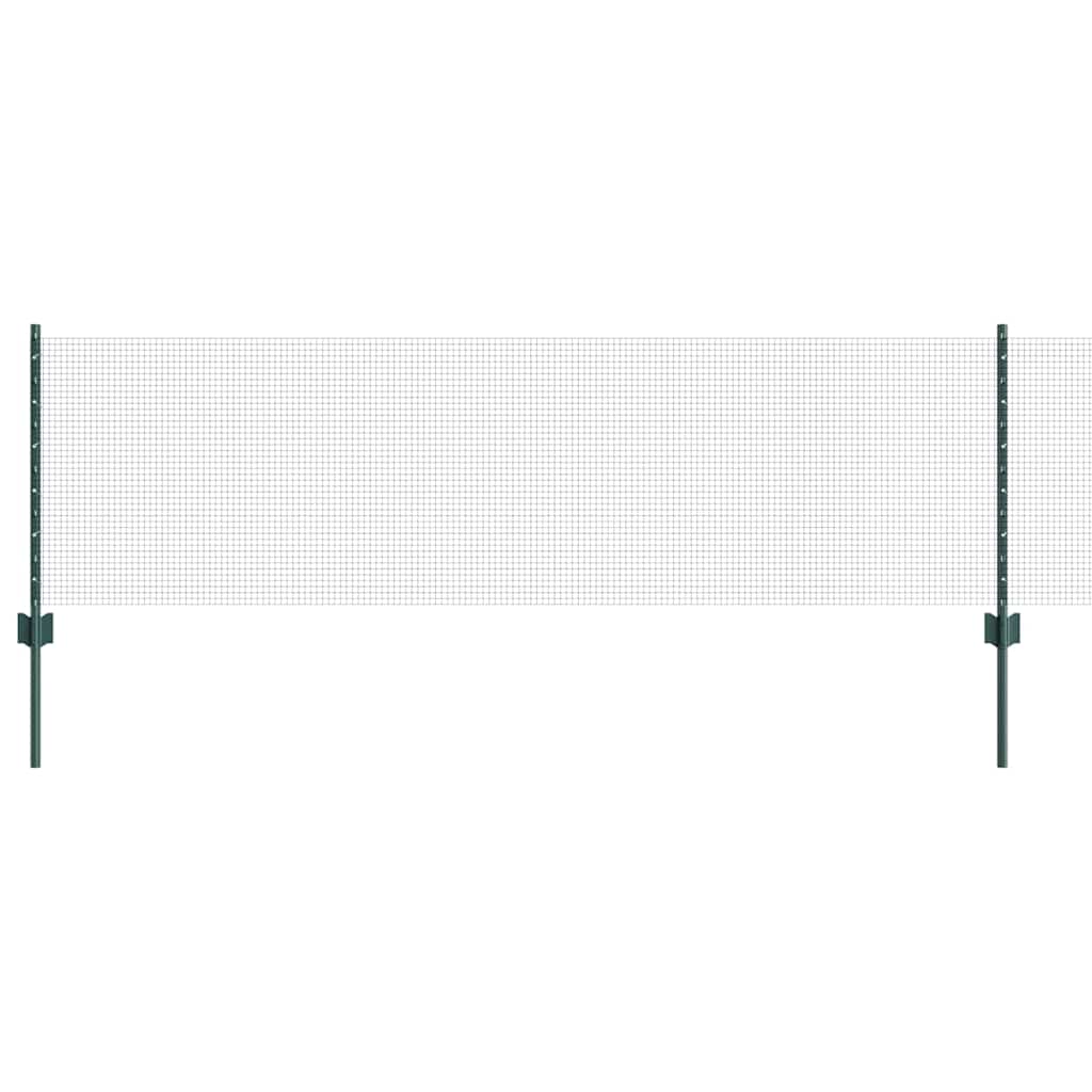 Welded Wire Fence with Posts 10 x 1.4 m PVC-Coated Steel Green 10 x 1.2 m fence (1.9 x 1.9 cm mesh)–25 x 0.6 m fence (2.5 x 2.5 cm mesh) 25 x 0.6 m fence (1.2 x 1.2 cm mesh)