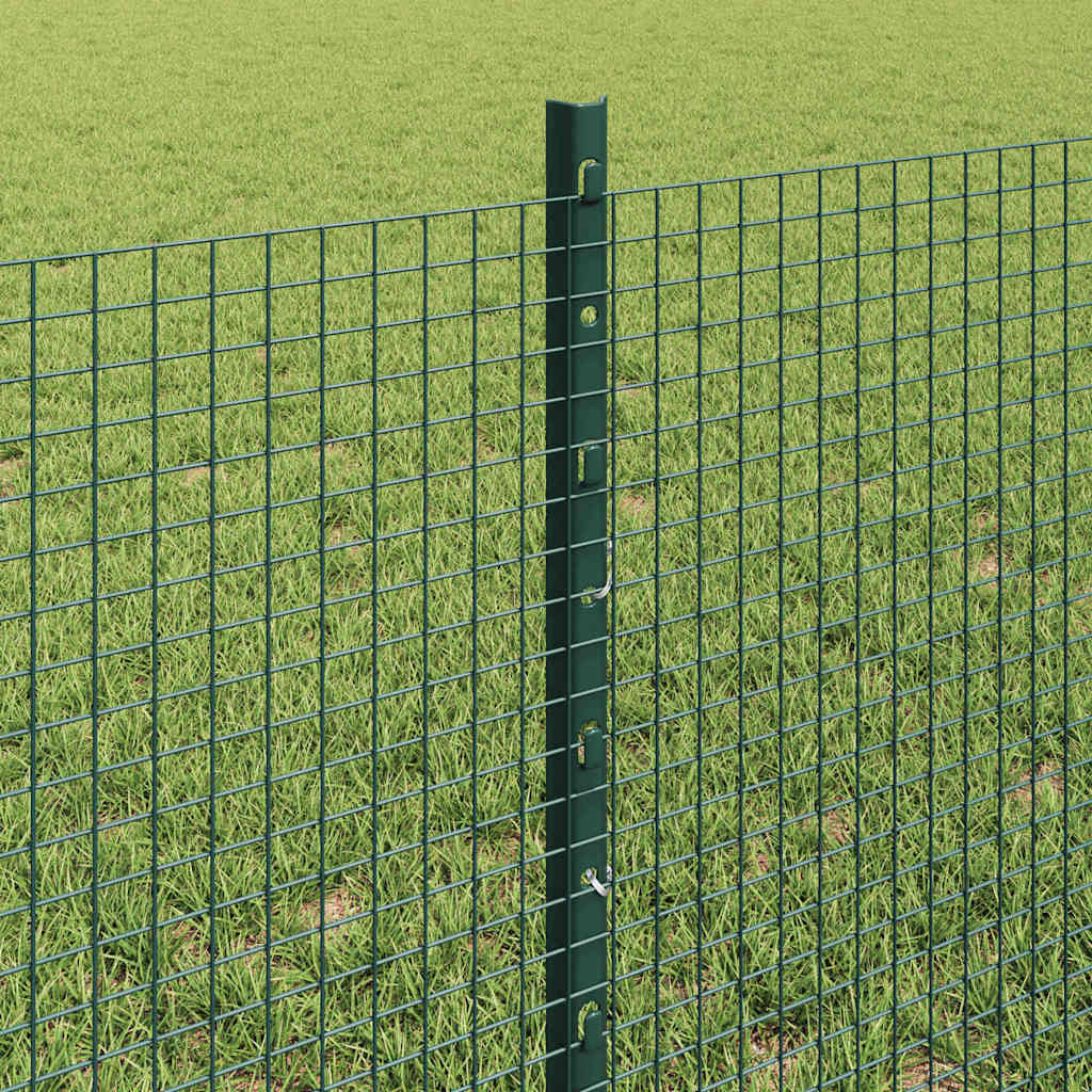 vidaXL Welded Wire Fence with Posts 25 x 0.6 m PVC-Coated Steel Green 4