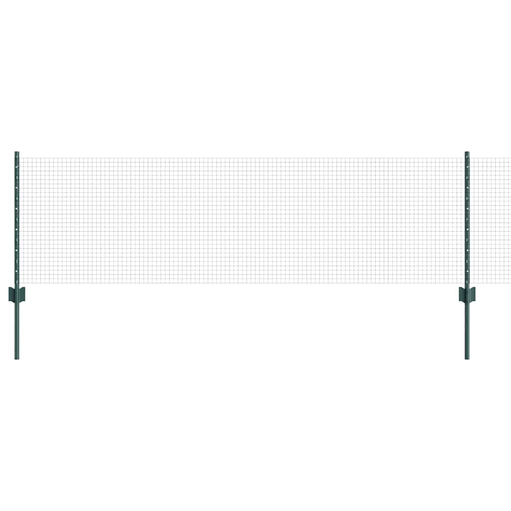 vidaXL Welded Wire Fence with Posts 0.6 x 25 m Steel and PVC Green 2