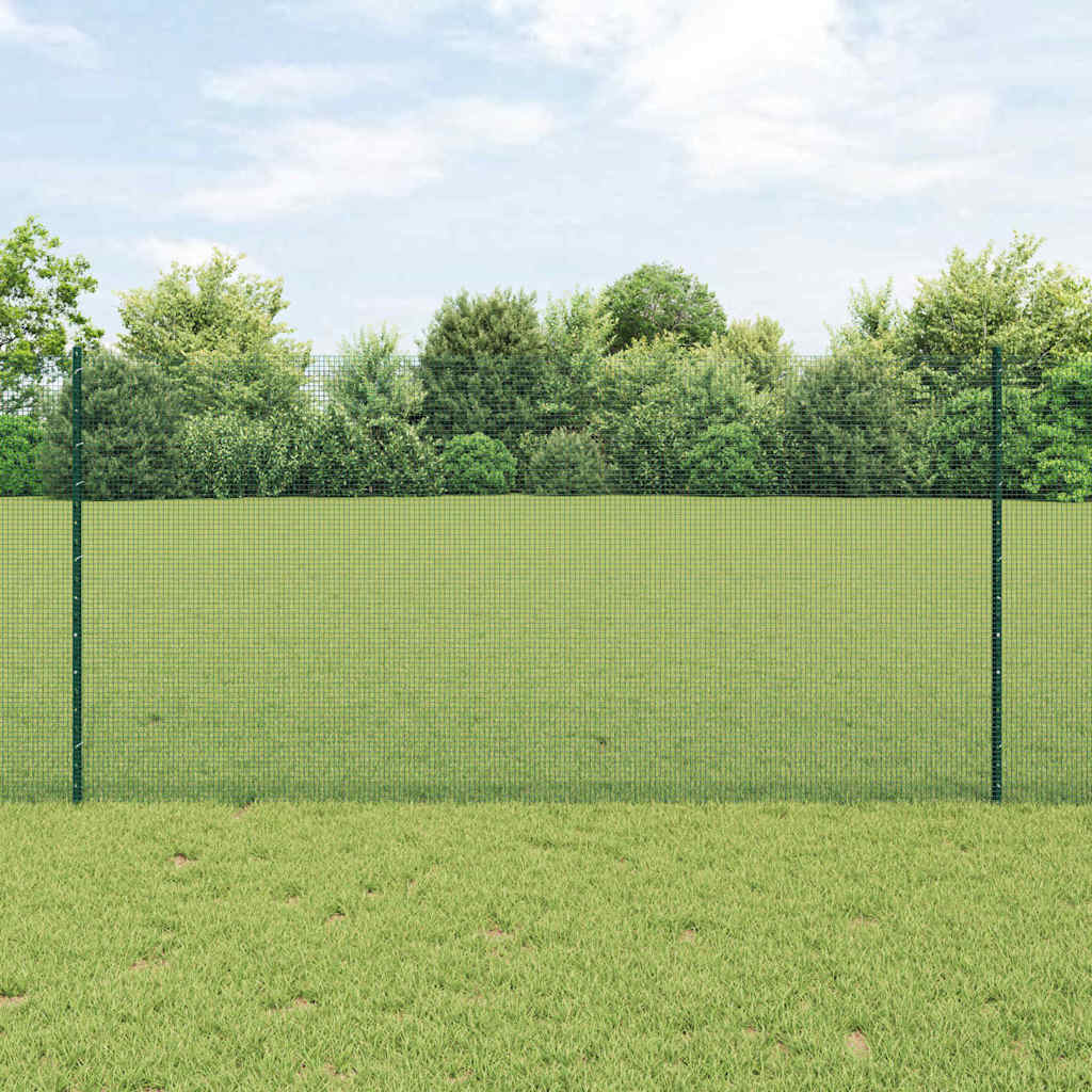 Welded Wire Fence with Posts 25 x 1 m Galvanised Steel Green 25 x 0.8 m – 50 x 0.5 m 25 x 1.2 m fence (1.2 x 1.2 cm mesh)