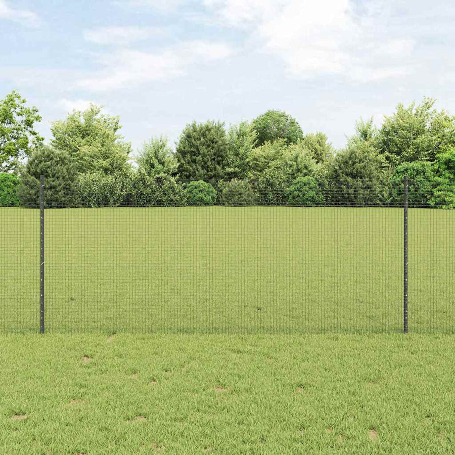 Welded Wire Fence with Posts Galvanised Steel Grey