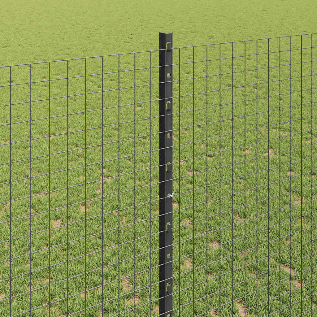 vidaXL Welded Wire Fence with Posts 10 x 1.4 m PVC-Coated Steel Grey 4