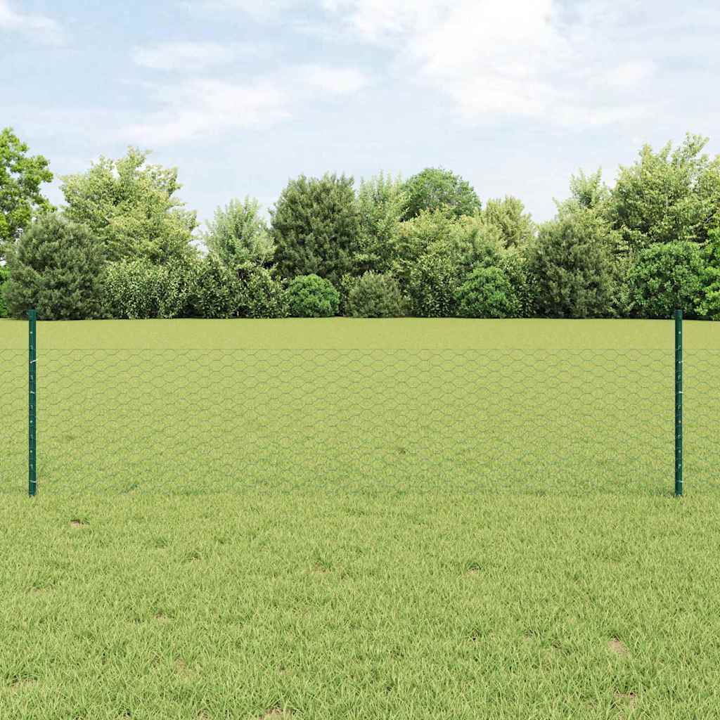 Hexagonal Fence with Post 25 x 0.8 m PVC-Coated Steel Green 25 x 0.8 m – 50 x 0.5 m 50 x 0.5 m fence (3.6 cm mesh width)
