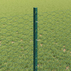 vidaXL Hexagonal Fence with Post 10 x 0.8 m PVC-Coated Steel Green 4