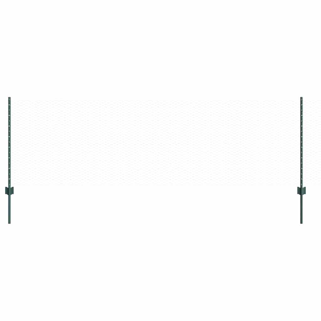 vidaXL Hexagonal Fence with Post 10 x 0.8 m PVC-Coated Steel Green 2
