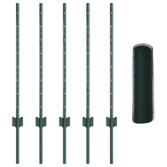 vidaXL Hexagonal Fence with Post 10 x 0.8 m PVC-Coated Steel Green 5