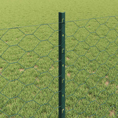 vidaXL Hexagonal Fence with Post 10 x 0.8 m PVC-Coated Steel Green 4