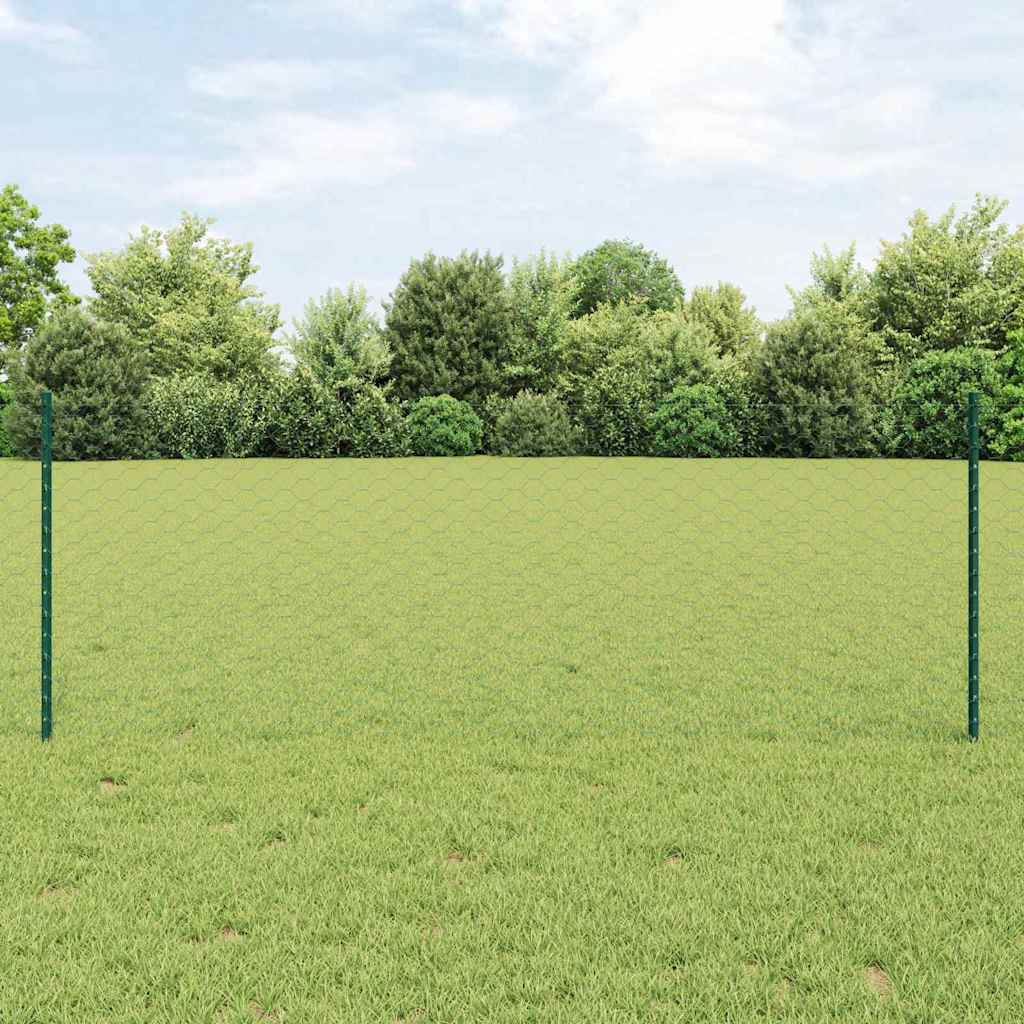 Hexagonal Fence Post PVC-Coated Steel Green width mesh