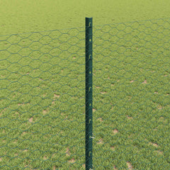 vidaXL Hexagonal Fence with Post 10 x 1.4 m PVC-Coated Steel Green 4