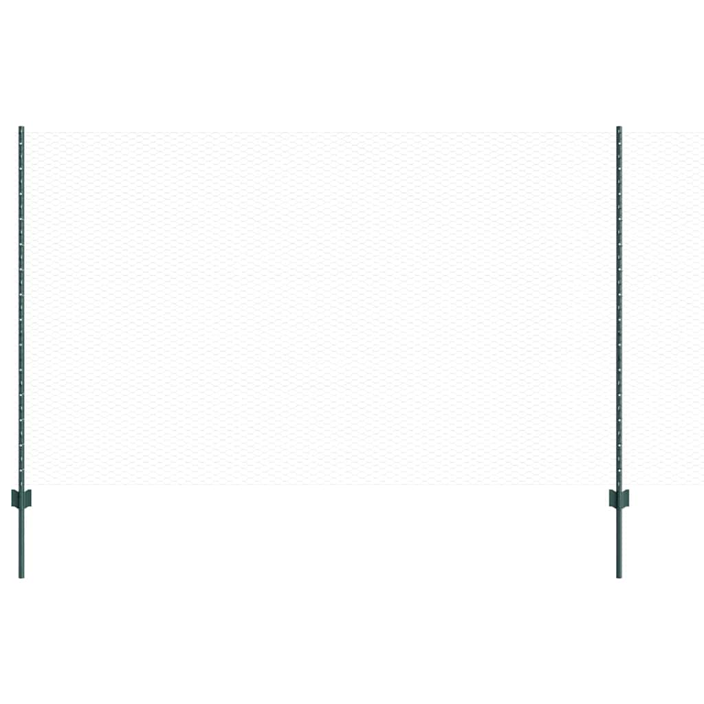Hexagonal Fence with Post 10 x 1.2 m PVC-Coated Steel Green 10 x 1.2 m fence (1.3 cm width mesh)–25 x 0.6 m fence (5 cm width mesh) 10 x 1.4 m fence (2.5 cm width mesh)