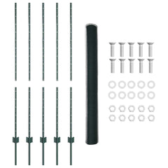 vidaXL Hexagonal Fence with Post 10 x 1.4 m PVC-Coated Steel Green 6