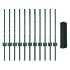 vidaXL Hexagonal Fence with Post 25 x 0.5 m PVC-Coated Steel Green 5