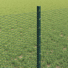 vidaXL Hexagonal Fence with Post 25 x 0.6 m PVC-Coated Steel Green 4