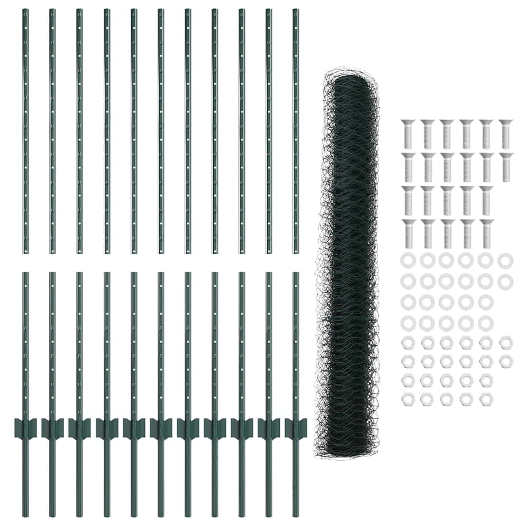 Hexagonal Fence with Post 25 x 0.8 m PVC-Coated Steel Green 25 x 0.8 m – 50 x 0.5 m 25 x 1.2 m fence (5 cm width mesh)