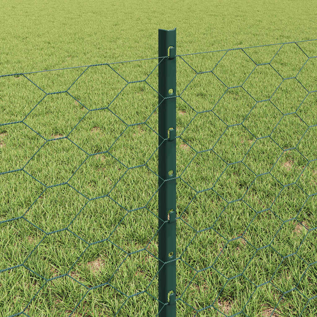 Hexagonal Fence with Post 100 x 0.8 m PVC-Coated Steel Green 100 x 0.6 m – 100 x 1.6 m 100 x 0.6 m fence (5 cm width mesh)