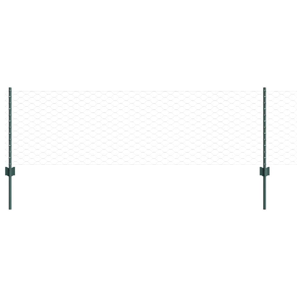 Hexagonal Fence with Post 100 x 0.8 m PVC-Coated Steel Green 100 x 0.6 m – 100 x 1.6 m 100 x 0.6 m fence (5 cm width mesh)