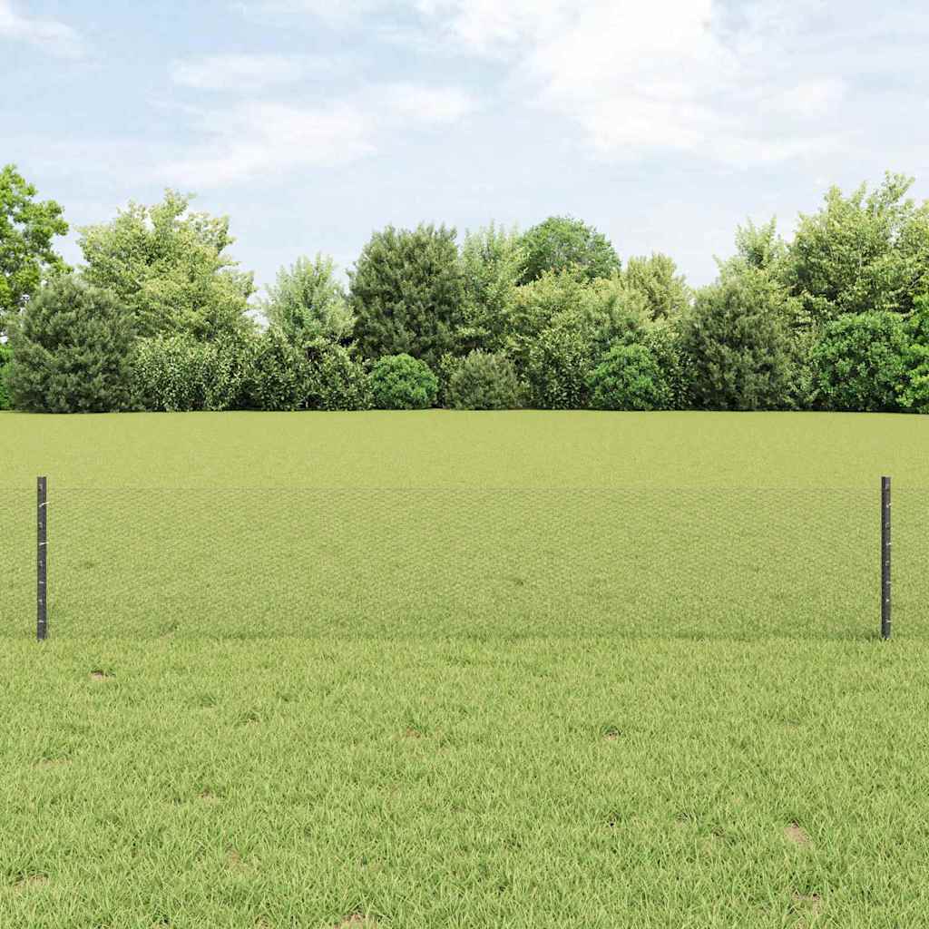 vidaXL Hexagonal Fence with Post 10 x 0.4 m PVC-Coated Steel Grey Mesh 1