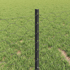 vidaXL Hexagonal Fence with Post 10 x 0.4 m PVC-Coated Steel Grey Mesh 4