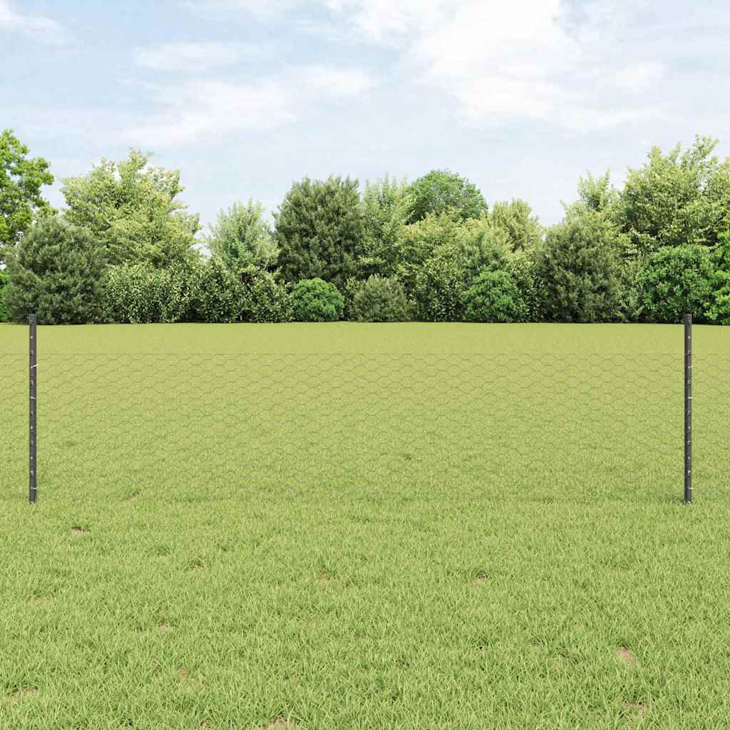 Hexagonal Fence with Post 100 x 0.6 m PVC-Coated Steel Grey 100 x 0.5 m – 100 x 1.6 m 100 x 0.5 m fence (3.6 cm width mesh)