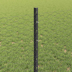 vidaXL Hexagonal Fence with Post 10 x 0.8 m PVC-Coated Steel Grey Mesh 4