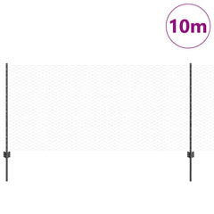 vidaXL Hexagonal Fence with Post 10 x 0.8 m PVC-Coated Steel Grey Mesh 3