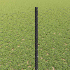 vidaXL Hexagonal Fence with Post 10 x 1.4 m PVC-Coated Steel Grey Mesh 4