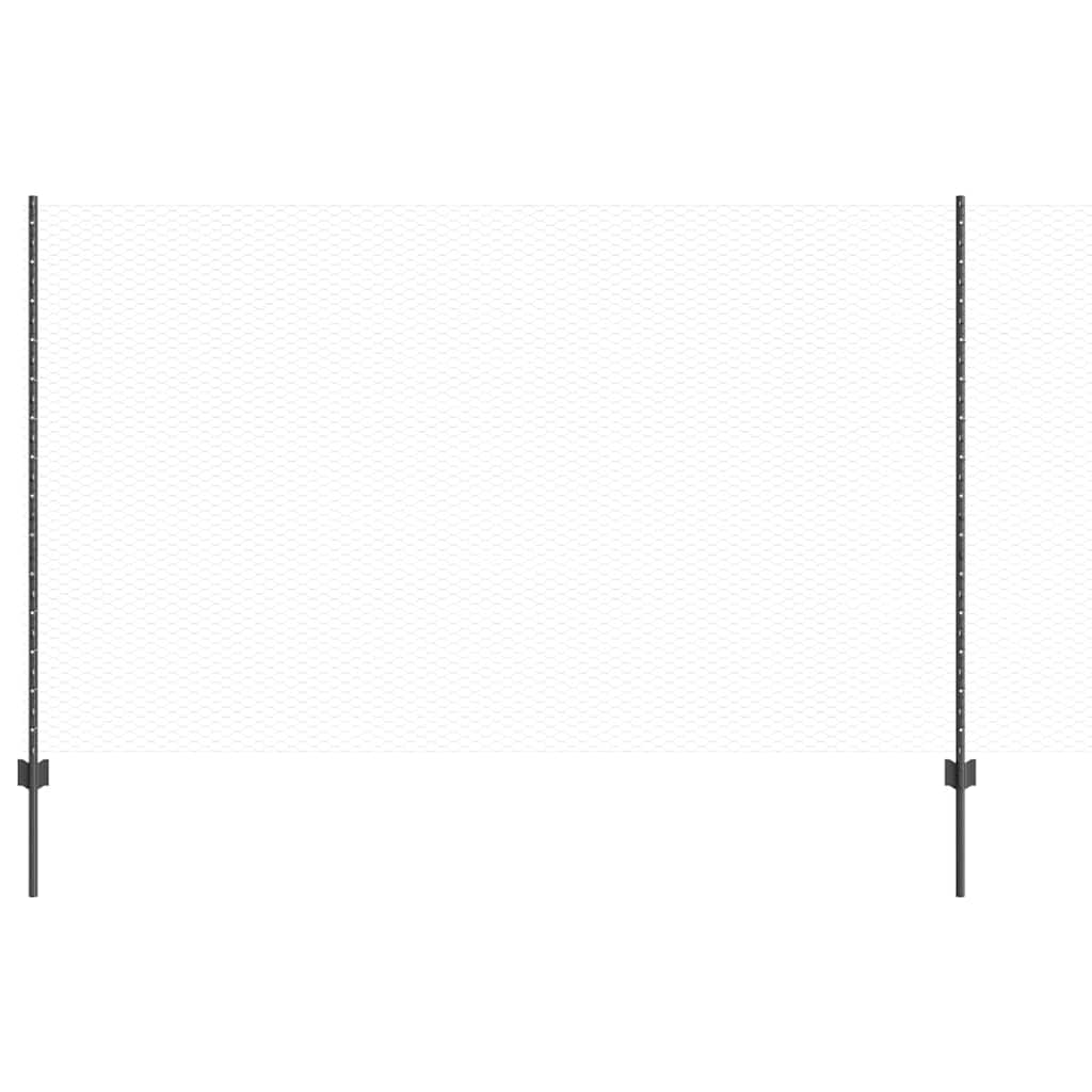 vidaXL Hexagonal Fence with Post 10 x 1.4 m PVC-Coated Steel Grey Mesh 2