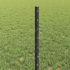 vidaXL Hexagonal Fence with Post 25 x 0.5 m PVC-Coated Steel Grey Mesh 4