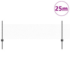 vidaXL Hexagonal Fence with Post 25 x 0.5 m PVC-Coated Steel Grey Mesh 3