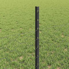 vidaXL Hexagonal Fence with Post 25 x 0.5 m PVC-Coated Steel Grey Mesh 4