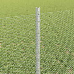 vidaXL Hexagonal Fence with Post 10 x 0.8 m Galvanised Steel Silver 4