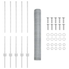 vidaXL Hexagonal Fence with Post 10 x 1 m Galvanised Steel Silver Mesh 6