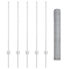 vidaXL Hexagonal Fence with Post 10 x 1 m Galvanised Steel Silver Mesh 5