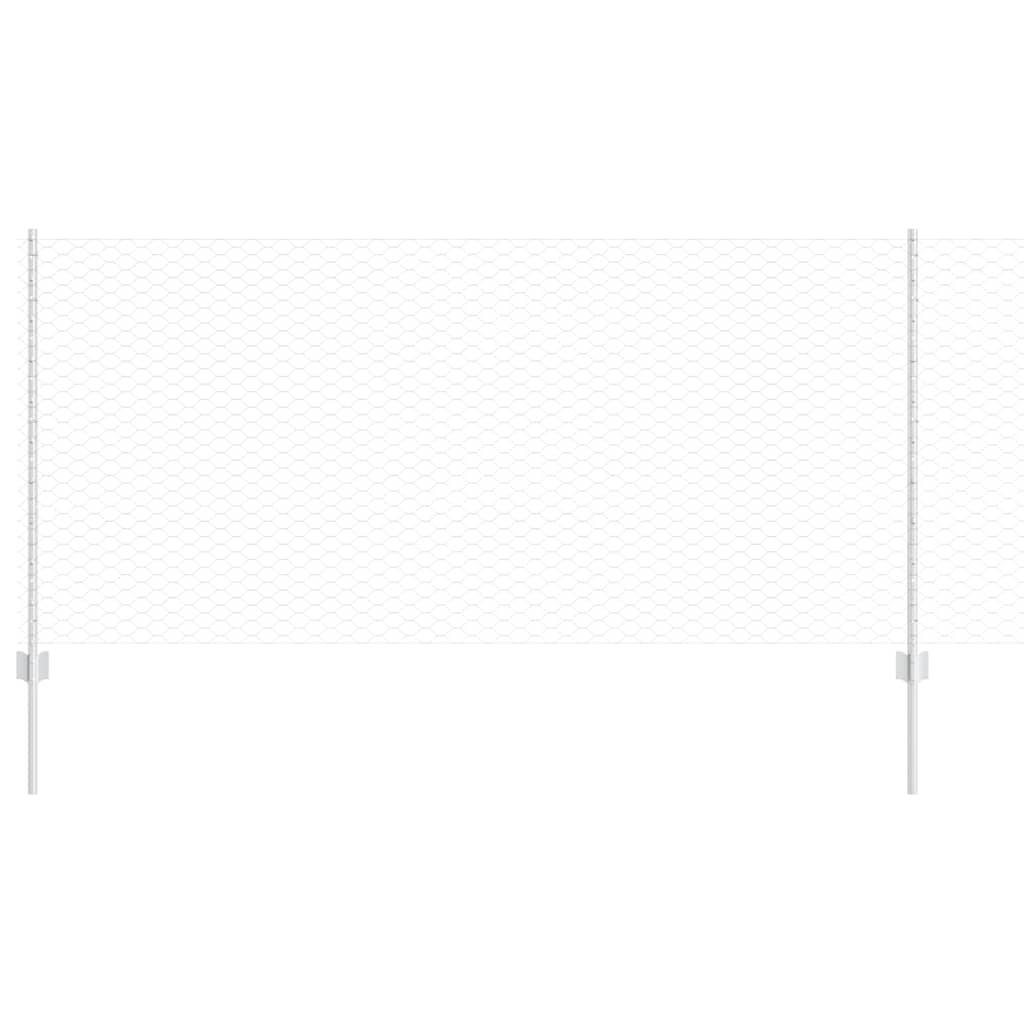 vidaXL Hexagonal Fence with Post 10 x 1 m Galvanised Steel Silver Mesh 2