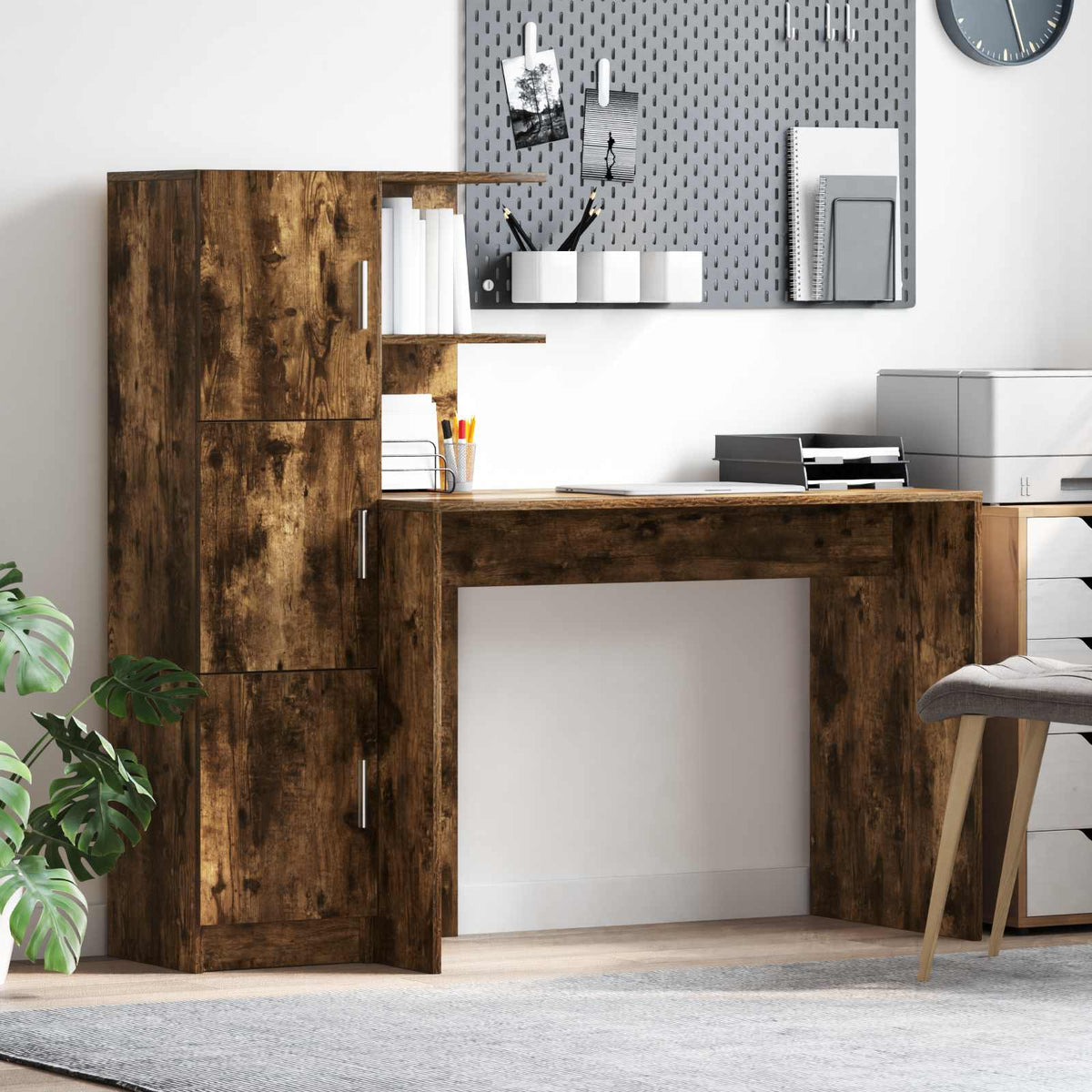 Desk 133.5 x 50 x 124 cm 2 pcs Smoked oak
