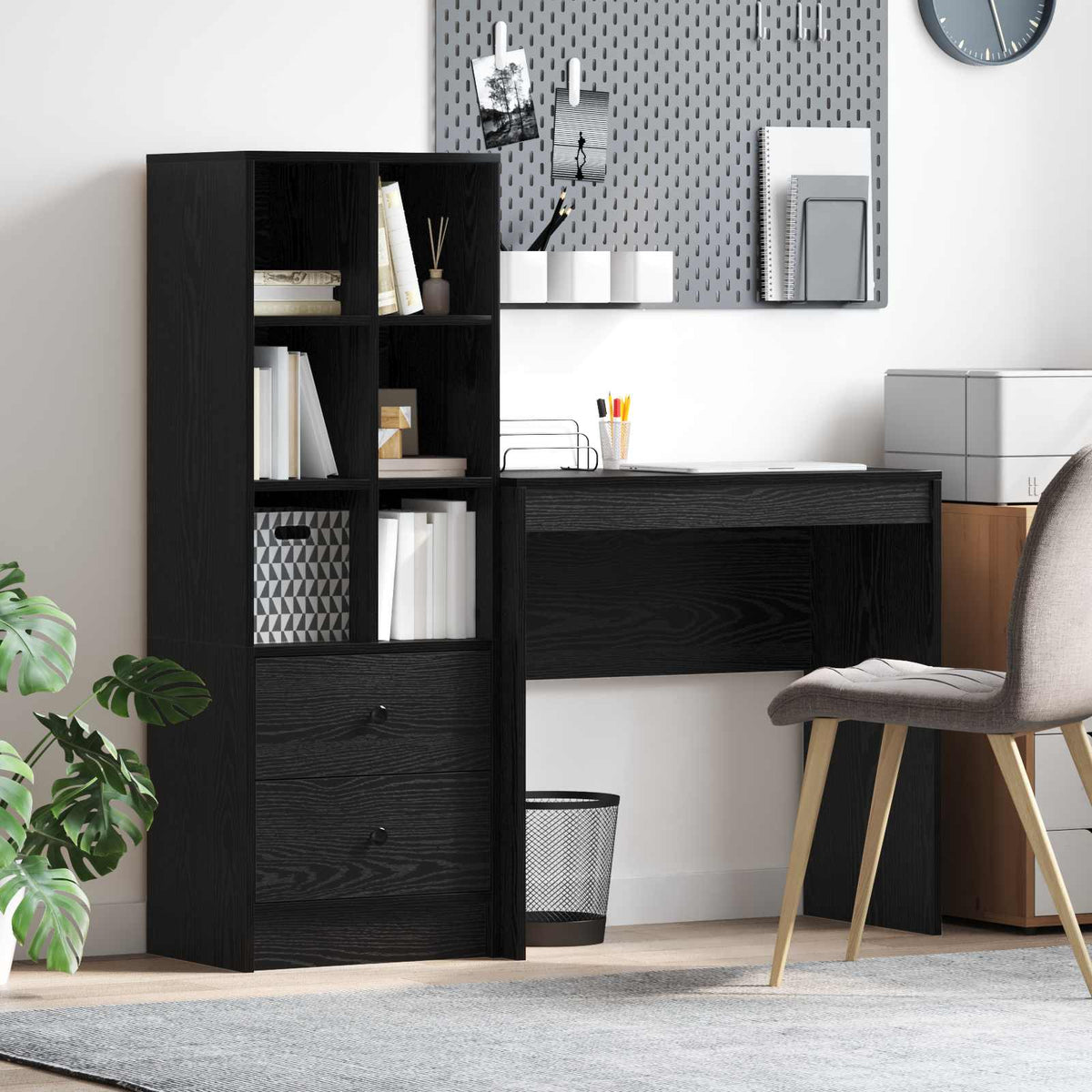 Desk 125.5 x 40 x 127 cm 2 pcs Width 80 cm Black oak