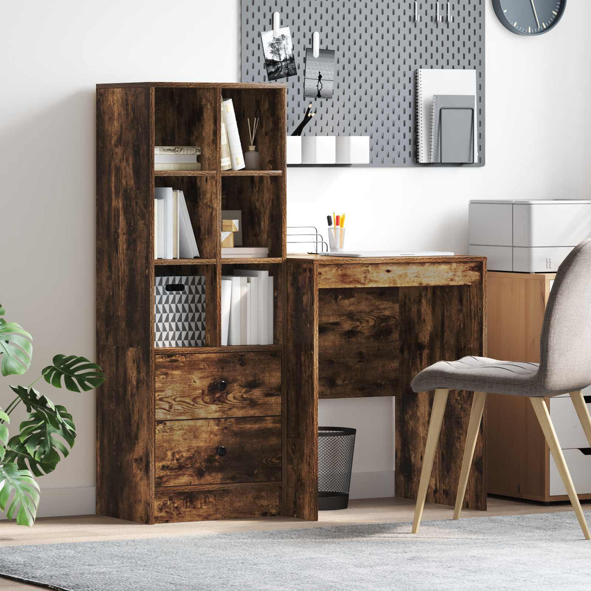 Desk 105.5 x 50 x 127 cm 2 pcs Width 60 cm Smoked oak
