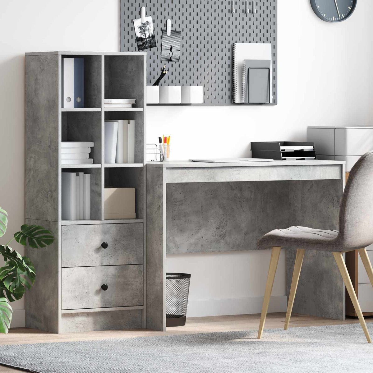 Desk 145.5 x 50 x 127 cm 2 pcs Width 100 cm Concrete grey