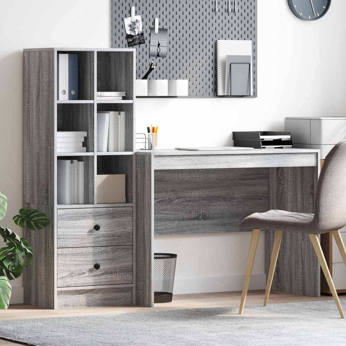Desk 145.5 x 50 x 127 cm 2 pcs Width 100 cm Grey sonoma