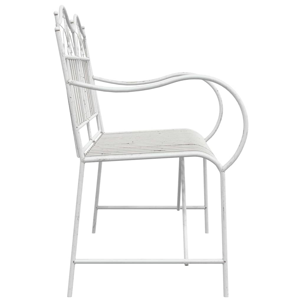 vidaXL Garden Bench 2 -Seater 103.5 x 59 x 89 cm Steel Antique White 5