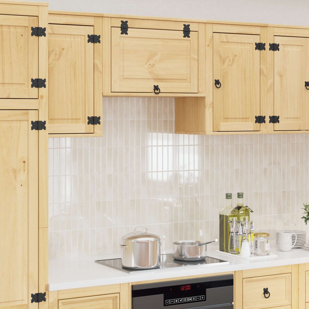 Cabinet SKI Honey Brown 80 x 46 x 81 cm Solid Pine Wood Wall cabinet with flip-up door