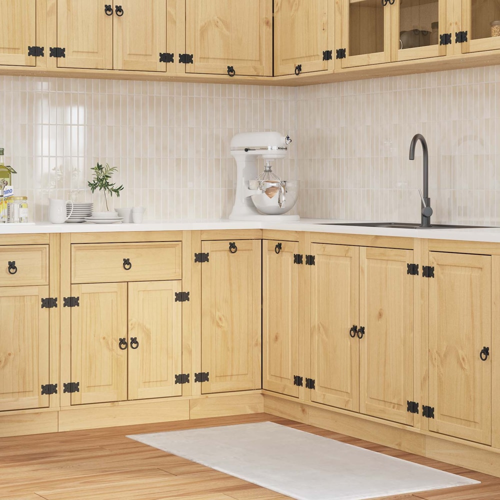 Cabinet SKI Honey Brown 80 x 46 x 81 cm Solid Pine Wood Corner base cabinet